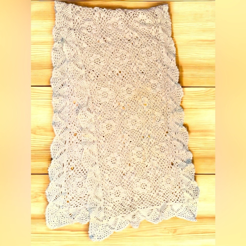 Vintage Tea Handcrafted Crocheted Table Runner Doily 42 Inches